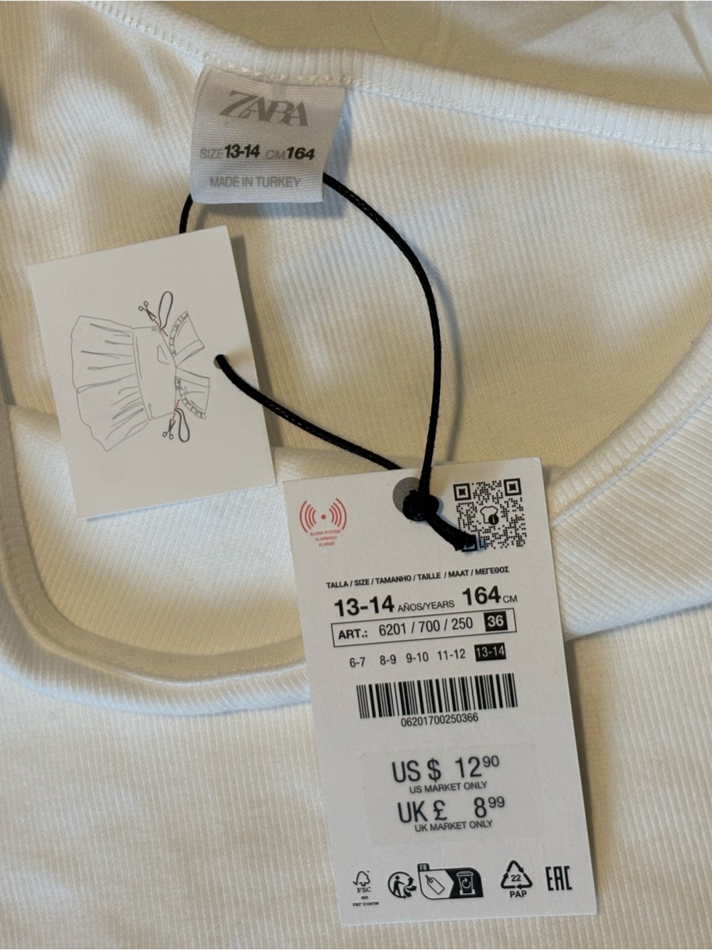 ZARA Asymmetrical One-Shoulder Crop Top Girls & Teenagers, Size 13-14 Years - Picture 13 of 17